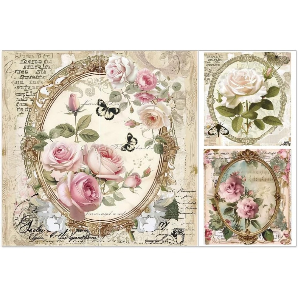 Vintage Home Textiles - 3 pezzi/set Rose Rub on Trasferimenti