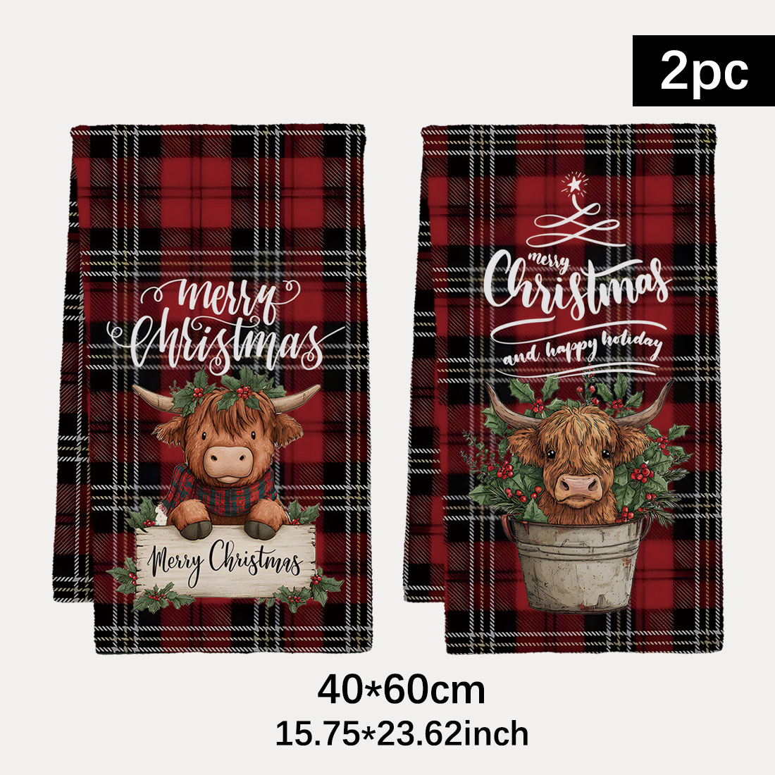 Highland Home Textiles - 40x60 cm Serie di Natale Griglie