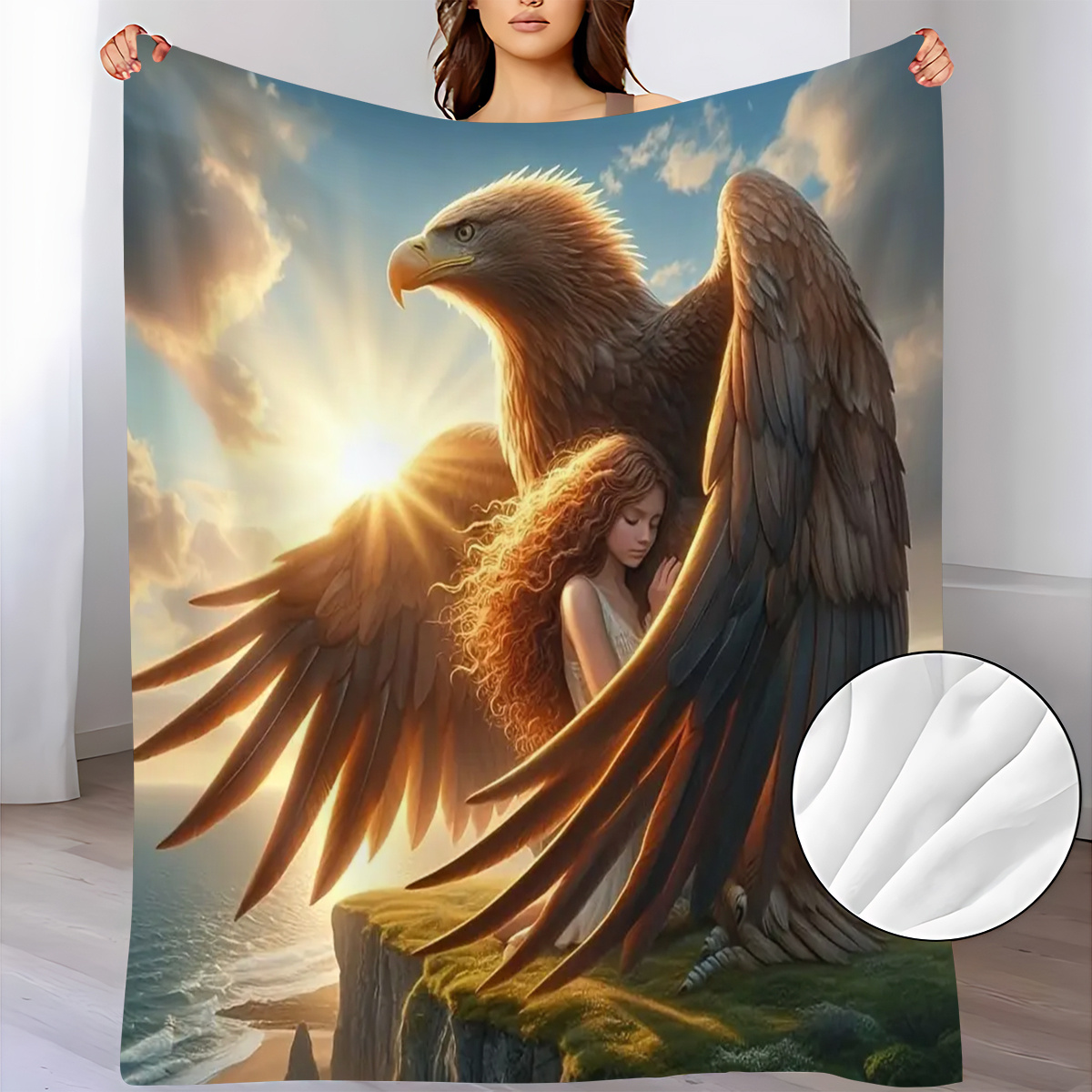 Sunrise Home Textiles & Apparel - Aquila Maestosa che Protegge una Ragazza,