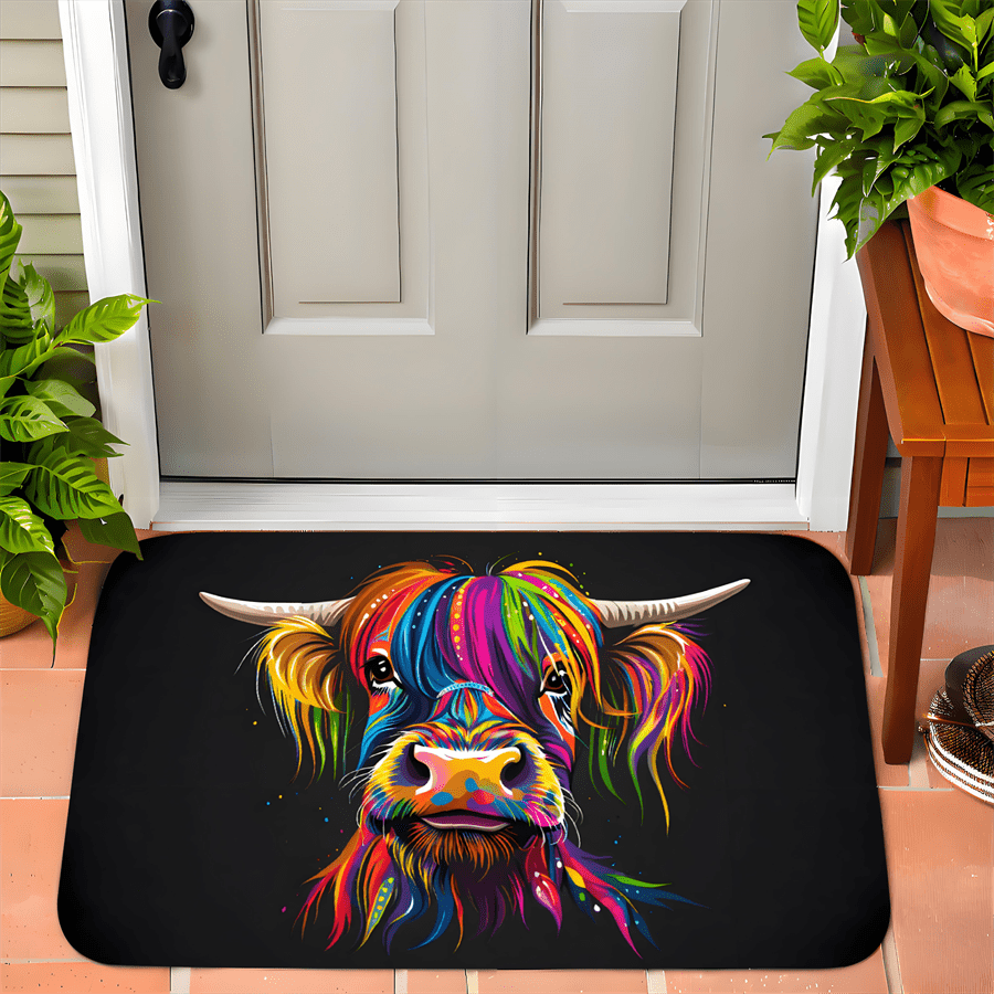 Tappeto Colorato con Mucca del - Highland Home Textiles recensione e prezzo